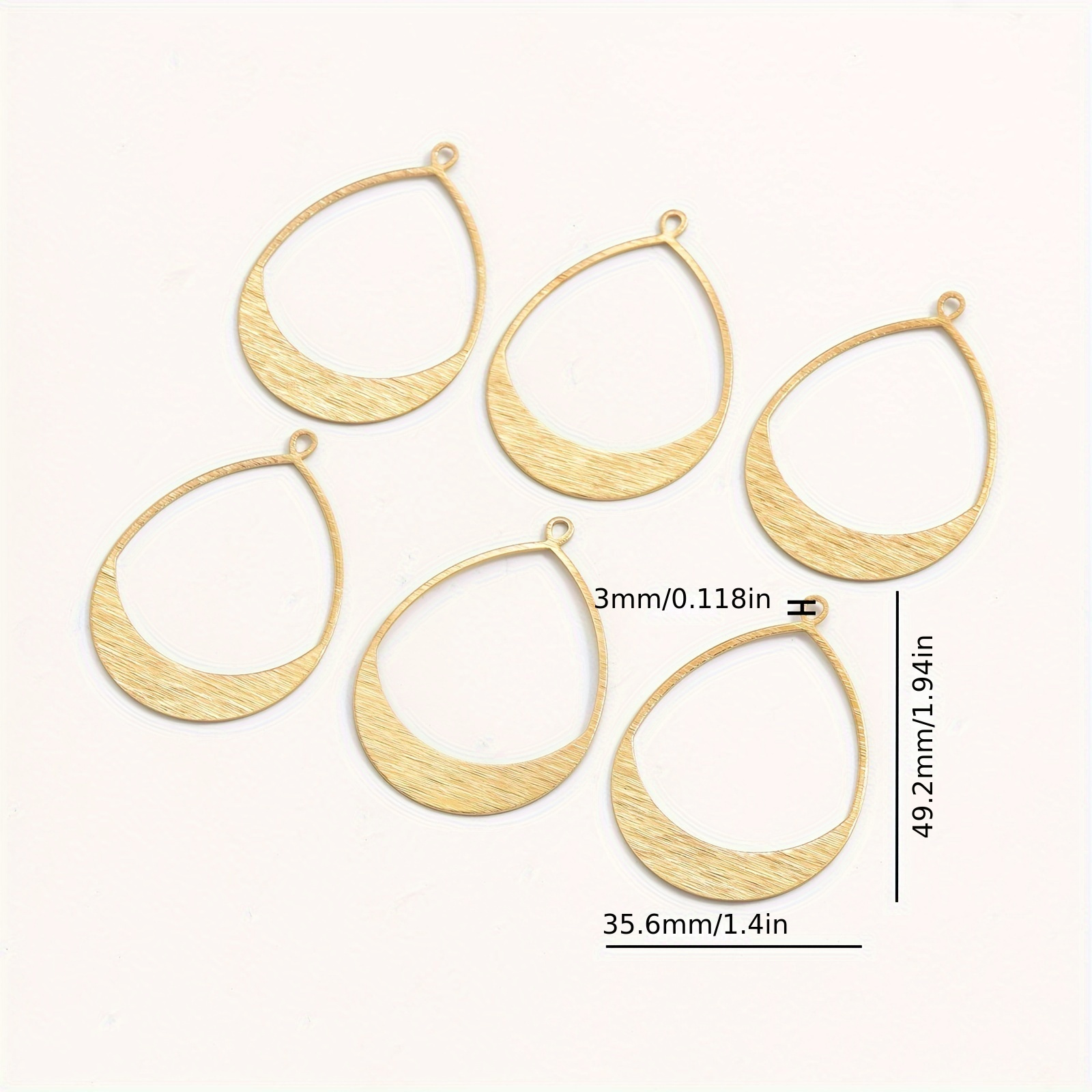 6pcs Brass Geometric Teardrop Earring Pendants